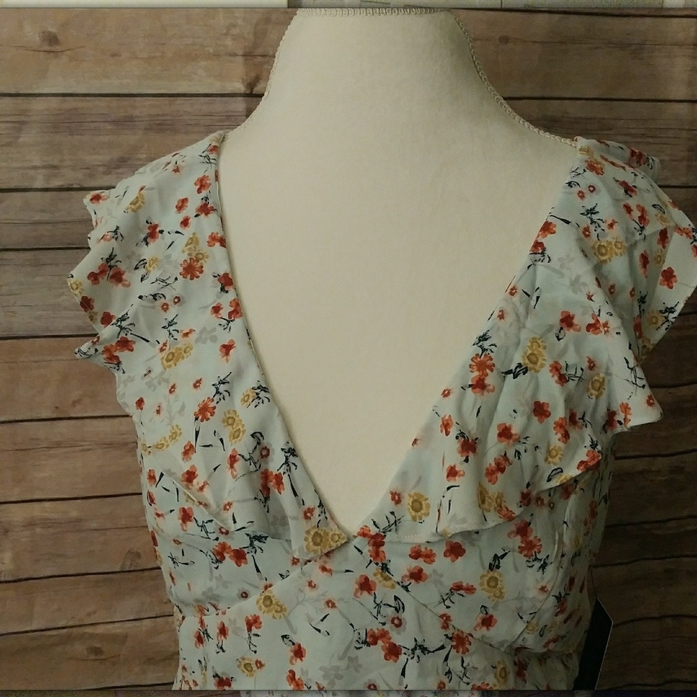 Lulus Floral Mini Dress With Front Ruffle - Picture 3 of 8